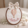 Hot Air Balloon Baby Name Sign: Embroidered Dreamy Sky Nursery Decor