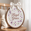 Personalized Botanical Nursery Decor: Hand Embroidered Wildflower Hoop Art