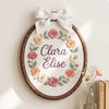 Hand Embroidered Botanical Hoop Art: Custom Baby Shower Gift