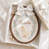 Hand-Embroidered Duckling Hoop: Custom Baby Room Decor