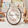 Sweet Pea Floral Baby Name Sign: Hand Embroidered Wreath Hoop Art