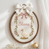 Embroidered Goose Floral Wreath Hoop: Duck Nursery Decor
