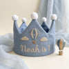 Hand Stitched Linen Crown: Adventure Awaits First Birthday Hat