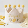Hand Stitched Linen Crown: Adventure Awaits First BirthCustom Hand Embroidered Linen Crown: Summer Cake Smash Photo Propday Hat (Copy)