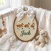 Personalized Woodland Baby Name Sign: Custom Striped Nursery Decor