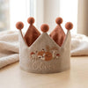 Hand-Embroidered Bear or Fox Linen Party Hat: First Birthday Keepsake