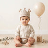 Personalized Neutral Linen Birthday Crown: Boho 1st Birthday Cake Smash Prop