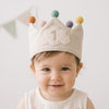 Hand-Embroidered Cloud & Milestone Linen Hat, Keepsake Gift for First Birthday Party