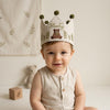 Hand-Embroidered Bear or Fox Linen Party Hat: First Birthday Keepsake