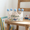 Hand-Embroidered Whale & Turtle Linen Hat: Ocean Theme Cake Smash Prop