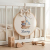 Embroidered Sailboat Round Hoop: Custom Baby Shower Gift Keepsake