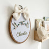 Personalized Flying Duck Embroidery Hoop, Hand-Stitched Name, Woodland Nursery Decor