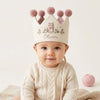 Personalized Unicorn Birthday Crown: Custom Floral Kitten Hand-Embroidered Linen Hat