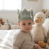 Personalized Goose Birthday Crown: Hand-Embroidered Wildflower Linen Hat