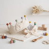 Hand-Embroidered Cloud & Milestone Linen Hat, Keepsake Gift for First Birthday Party