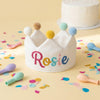 Personalized Toddler Party Hat: Hand-Stitched Daisy Linen Crown, Baby Birthday Crown
