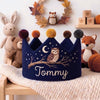 Personalized Fall Birthday Crown, Hand-Embroidered Name, Woodland First Birthday Keepsake, Thanksgiving Gift for Baby
