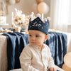 Hand-Embroidered Linen Birthday Crown, Personalized Name, First Birthday Keepsake