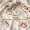 Hand-Embroidered Linen Baby Crown: Puppy or Hot Air Balloon Design (Personalized Name)