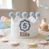 Custom Embroidered Linen Birthday Crown: Personalized Name & Age Keepsake