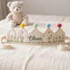 Personalized Linen Baby Crown, Hand-Embroidered Goose Party Hat, Cottagecore Birthday Keepsake