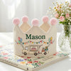 Personalized Goose & Truck Linen Birthday Crown, Farmhouse Party Animal Baby Crown