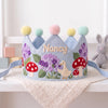 Personalized Linen Duck Goose Garden Crown, Hand-Embroidered Name, Toddler Birthday Gift