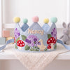 Personalized Linen Duck Goose Garden Crown, Hand-Embroidered Name, Toddler Birthday Gift