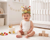 Personalized Linen Duck Goose Garden Crown, Hand-Embroidered Name, Toddler Birthday Gift