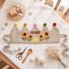 Personalized Linen Duck Goose Garden Crown, Hand-Embroidered Name, Toddler Birthday Gift