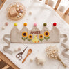 Personalized Linen Duck Goose Garden Crown, Hand-Embroidered Name, Toddler Birthday Gift
