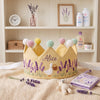 Personalized Linen Duck Garden Crown, Hand-Embroidered Goose Bonnet (First Birthday Gift)
