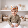Personalized Linen Autumn Birthday Crown, Hand-Embroidered Fall Leave Hat, First Birthday Keepsake
