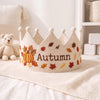 Personalized Linen Autumn Birthday Crown, Hand-Embroidered Fall Leave Hat, First Birthday Keepsake