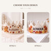 Personalized Linen Autumn Birthday Crown, Hand-Embroidered Fall Leave Hat, First Birthday Keepsake