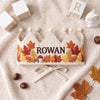 Personalized Linen Autumn Birthday Crown, Hand-Embroidered Fall Leave Hat, First Birthday Keepsake