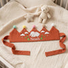 Personalized Embroidered Linen Baby Crown, Lamb or Elephant Design, Birthday Gift