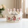 Enchanted Fairy Baby Crown, Flora Hand-Embroidered Birthday Crown