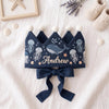Personalized Whale Linen Birthday Crown, Ocean Hand-Embroidered Name
