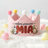 Embroidered Safari Animal Birthday Crown, Personalized Toddler Birthday Gift