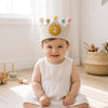 Custom Number Birthday Crown: Felt Milestone Linen, Nursey Gift for Baby