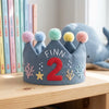 Custom Hand-Embroidered Linen Birthday Crown: Floral or Seaweed Starfish Design (1st-3rd Birthday)