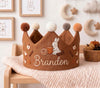 Personalized Fall Birthday Crown, Hand-Embroidered Name, Woodland First Birthday Keepsake, Thanksgiving Gift for Baby