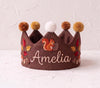 Personalized Fall Birthday Crown, Hand-Embroidered Name, Woodland First Birthday Keepsake, Thanksgiving Gift for Baby