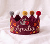 Personalized Fall Birthday Crown, Hand-Embroidered Name, Woodland First Birthday Keepsake, Thanksgiving Gift for Baby