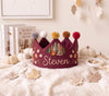 Personalized Fall Birthday Crown, Hand-Embroidered Name, Woodland First Birthday Keepsake, Thanksgiving Gift for Baby