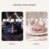 Hand-Embroidered Linen Baby Birthday Crown: Candle or Cupcake Design (Personalized Name)