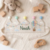 Hand-Embroidered Linen Baby Crown: Puppy or Hot Air Balloon Design (Personalized Name)