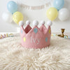 Hand-Embroidered Linen Birthday Crown, Personalized Name, First Birthday Keepsake