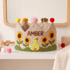 Personalized Linen Duck Goose Garden Crown, Hand-Embroidered Name, Toddler Birthday Gift